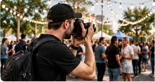 Roaming photographer at an outdoor event